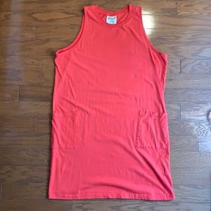 Beach by Exist Sleeveless Tank Dress Coverup w/ Pockets Tunic Coral Free Size